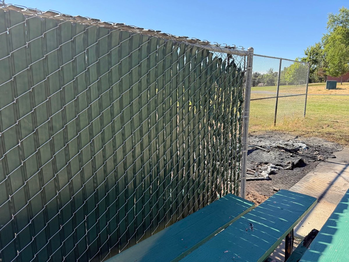 The aftermath of a fire that was caused by fireworks on July 5 at Louis Pasteur Middle School.