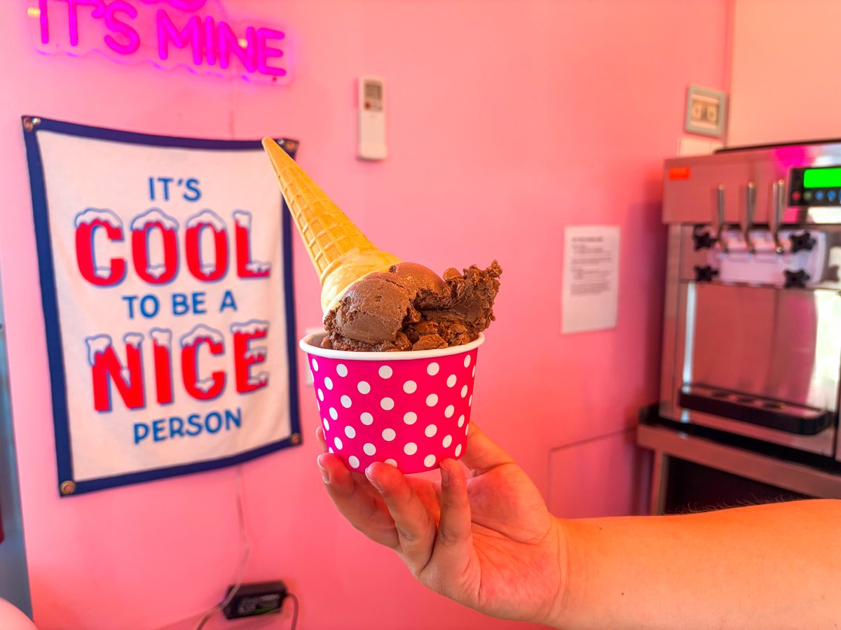 A scoop of nut-free ice cream is served at Licked in Oak Park on Tuesday, June 30, 2026. The shop temporarily removed all nut products from its menu.