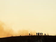 Firefighters monitor hot spots after the Kenneth Fire burnt through hills in the West Hills section of Los Angeles, Thursday, Jan. 9, 2025.