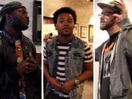 (Left to right) Aerial, Luke Tailor and Andru Defeye at Luigi's Slice in Midtown. Photo by Ambulatory Lexicon*