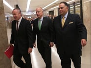 Calif. Senate President pro Tem Darrell Steinberg (D-Sacramento), Gov. Jerry Brown and Assembly Speaker John Pérez (D-Los Angeles) walk together to a Capitol news conference last week announcing a state budget deal.