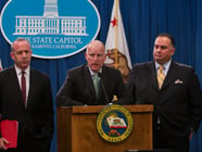 Gov. Jerry Brown announces a budget deal in June with Democratic legislative leaders.