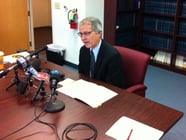 California's non-partisan Legislative Analyst, Mac Taylor, discusses the state's fiscal outlook at a news conference in Sacramento Wednesday.