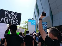 Crowds demanding justice for George Floyd and others killed under the hands of police, gathering near Golden 1 Center in downtown Sacramento.