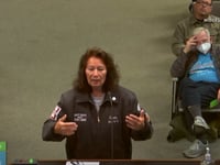 A member of the lowriding community speaks in favor of overturning Modesto's ban on cruising at a city council meeting on Tuesday, Dec. 13, 2022.