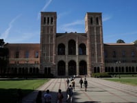 University at California Los Angeles is just starting to catch up to the diversity numbers it saw before an affirmative action ban took effect in 1998, according to a university official. Students walk past Royce Hall at the UCLA campus.