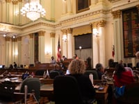 The Calif. state assembly chamber is in session Thursday, Sept. 7, 2023.