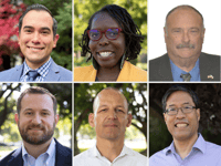 Sacramento mayoral candidates Jose Avina, Dr. Flojaune Cofer, Julius Engel, Steve Hansen, Kevin McCarty and Dr. Richard Pan.