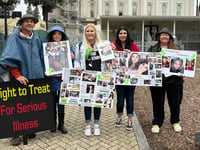 A group of demonstrators gathered at the state Capitol from Sacramento, San Luis Obispo and Alameda counties to rally for Proposition 1.