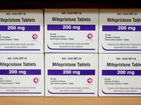 Boxes of the drug mifepristone sit on a shelf at the West Alabama Women's Center in Tuscaloosa, Ala., on March 16, 2022.