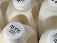Bottles of raw milk are displayed for sale at a store in Temecula, Calif., on Wednesday, May 8, 2024.