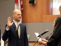 Kevin McCarty is sworn in as Sacramento's 57th mayor on Dec. 10, 2024 at Sacramento City Hall.