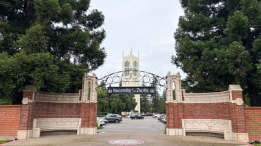 The front entrance to the University of the Pacific in Stockton. Pacific has announced a historic expansion with plans to open a new school of medicine at its Stockton campus.