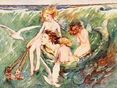 1906 illustration by Minnie Spooner for "The Forsaken Merman" 