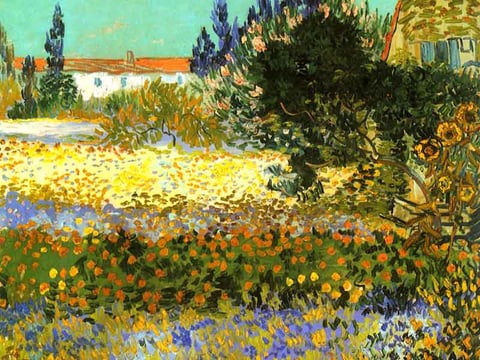 A flowering garden, by Van Gogh