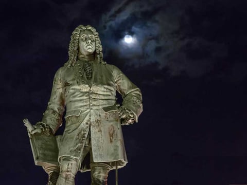 The Handel Monument in Halle, Saxony-Anhalt, Germany