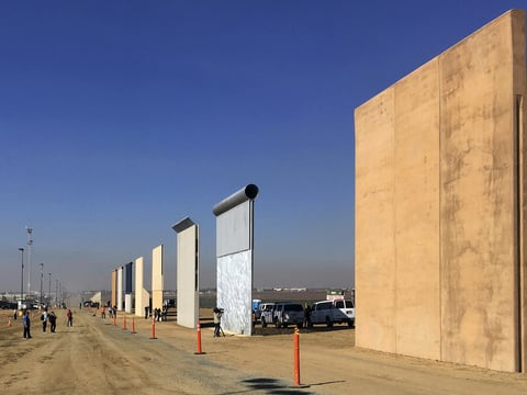 A photo from last October shows prototypes of border walls in San Diego that President Trump will be examining. 