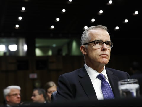Acting FBI Director Andrew McCabe listens on Capitol Hill in Washington, Thursday, May 11, 2017, during the Senate Intelligence Committee hearing on major threats facing the U.S.