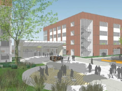 A rendering of one of the buildings at what appears to be Centene Corp.'s proposed Sacramento campus.