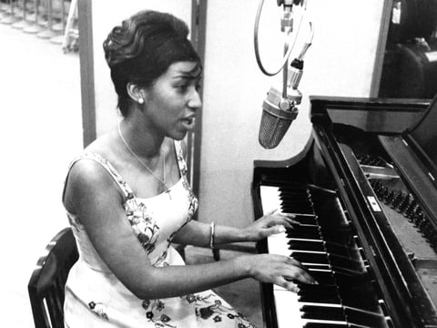 Aretha Franklin recording at Columbia Studios in 1962.