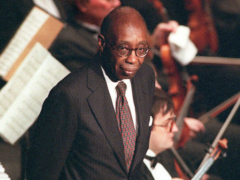 Composer George Walker takes a bow at a performance of his Pulitzer winning piece, Lilacs, in California in1996.