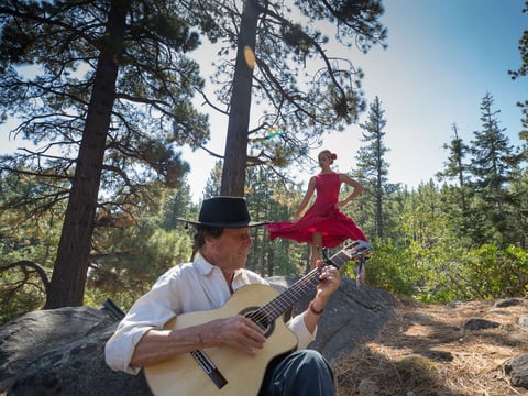 A dancer and guitarist perform during Trails and Vistas 2017 Art Hike.