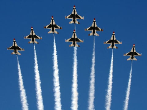 T-Birds fly in formation at the Capital Airshow at Mather Field.