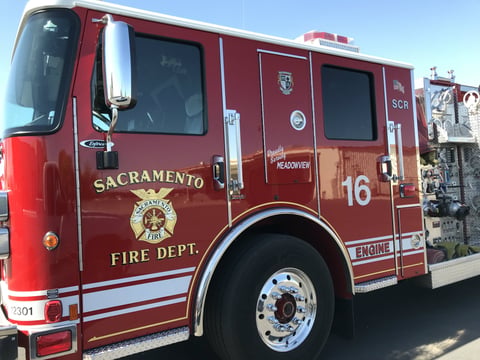 Sacramento City Fire truck at the department’s McClellan Training Center.
