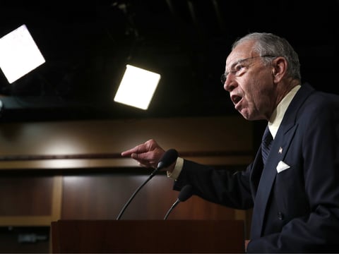 Senate Judiciary Committee Chairman Sen. Chuck Grassley, R-Iowa speaks at a news conference about the FBI investigation of Supreme Court nominee Brett Kavanaugh, Thursday, Oct. 4, 2018, on Capitol Hill in Washington.