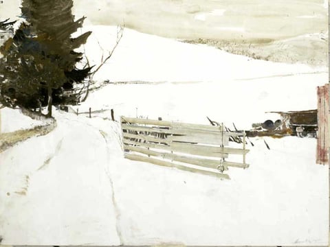 Andrew Wyeth, "Not Plowed," watercolor on paper, 1985