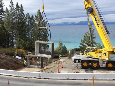 Nevada Department of Transportation construction crews working on the State Route 28 Shared Use Path Project at Lake Tahoe.
