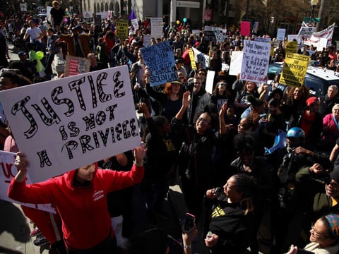 The March for the Dream and Reclaim MLK marches converged at the downtown Sacramento convention center.