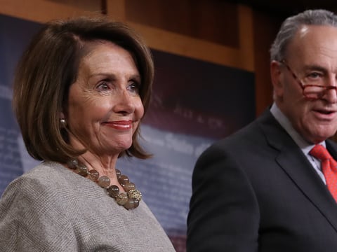 House Speaker Nancy Pelosi and Senate Minority Leader Chuck Schumer answer questions following an announced end to the partial government shutdown Friday.