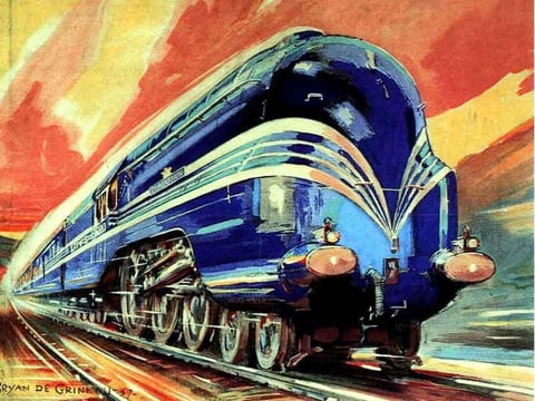 The Coronation Scot, 1937, with service from London to Glasgow (Artist Bryan de Grineau)
