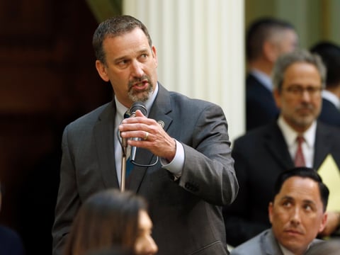 Then-Assemblyman Brian Dahle, R-Bieber, urges lawmakers to approve a measure to allow candidates running for office in California to use campaign donations to pay for childcare costs, Tuesday, May 28, 2019, in Sacramento.