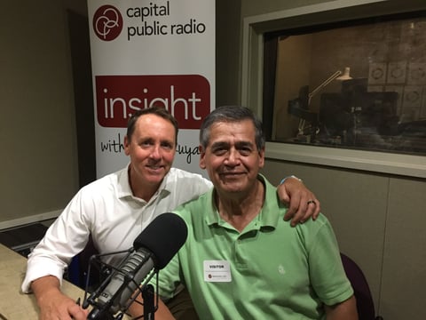 Insight guest host Randol White (left) and LGBT activist George Raya (right)