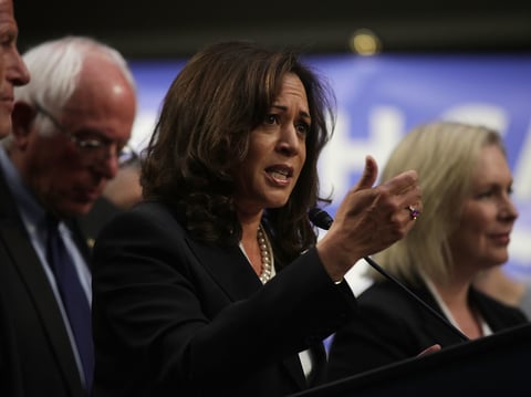 Sen. Kamala Harris, D-Calif., co-sponsored Vermont Sen. Bernie Sanders' "Medicare for All" bill, along with several other 2020 candidates, when it was released in 2017. Her plan has some key differences from Sanders', including a larger role for priv