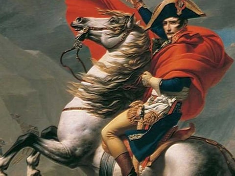 "Napoleon Crossing the Alps," by Jacques-Louis David, from 1801.