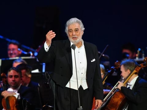 Opera star Plácido Domingo performing in Szeged, Hungary, on Aug. 28.