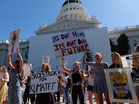 Demonstrators at the California state Capitol for the climate strike in Sacramento on Sept. 20, 2019.