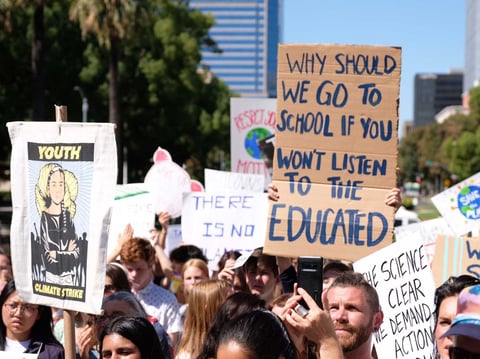 Demonstrators at the California state Capitol for the climate strike in Sacramento on Sept. 20, 2019.