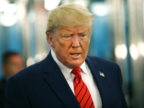 President Trump speaks to the media at the United Nations General Assembly on Tuesday in New York City.