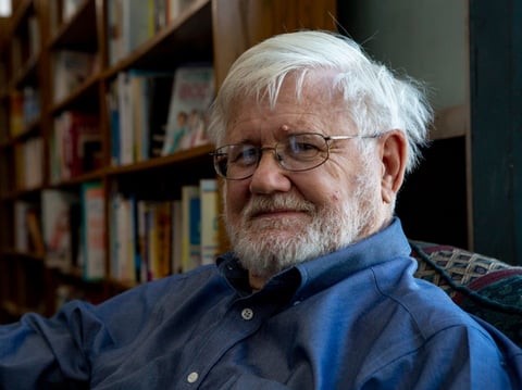 Stan Forbes, who helped draw California's political districts after the 2010 census as part of the state's citizen redistricting commission, in his Sacramento bookstore.
