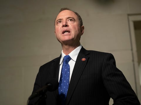 House Intelligence Committee Chairman Rep. Adam Schiff returns to a closed door meeting where Ambassador to the European Union Gordon Sondland testifies as part of the House impeachment inquiry into President Donald Trump on Oct. 17, 2019.