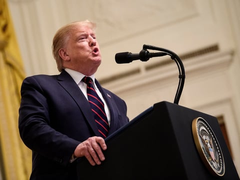 President Trump speaks during a press conference at the White House on October 16.