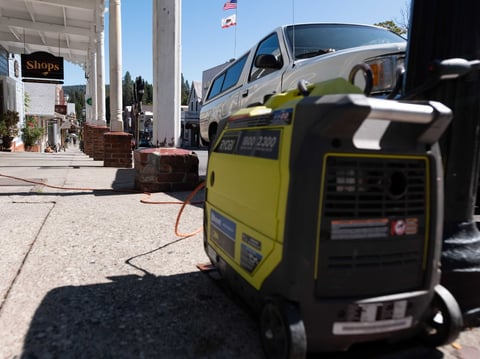 Generators in place in at businesses during a PG&E power shutoff in Nevada City Oct. 9, 2019