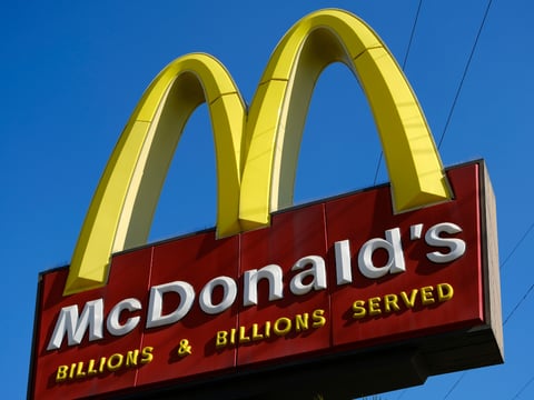 A McDonald's sign is seen above the fast food restaurant on Monday, Nov. 25, 2019 near downtown Los Angeles.
