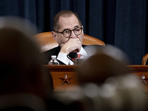 House Judiciary Committee Chairman Jerry Nadler, D-N.Y., listens during a House Judiciary Committee markup hearing on the articles of impeachment against President Trump on Capitol Hill on Thursday.