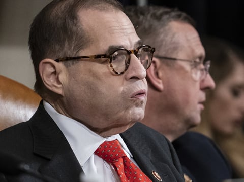 House Judiciary Committee Chairman Jerry Nadler had adjourned Thursday without a vote on the articles of impeachment. Ranking member Doug Collins (in background) likened the move to a "kangaroo court."