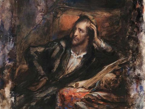 Ary Scheffer, Faust in his Study (c. 1831), watercolor & gouache on paper